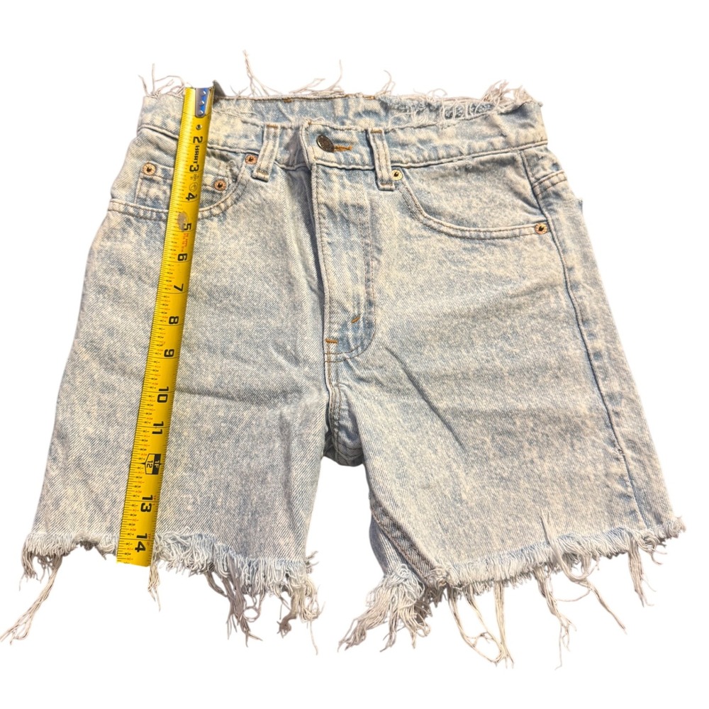 VINTAGE made in US Levi‎ Acid Wash Denim Cutoff Jean Shorts Distressed Frayed 29